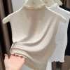 Lishuang Tank Top nữ, áo len dệt kim cổ tròn giảm béo, crop top không tay màu trơn thanh lịch 92.880₫ 3