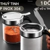 Lọ gia vị thuỷ tinh borosilicate cao cấp và an toàn, nắp phẳng bật kèm muỗng bằng inox 304 PHALEDO P-0328 3