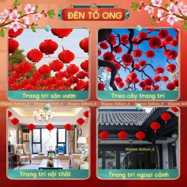 Lồng Đèn Tổ Ong Đỏ Treo Trang Trí Tết 2025 Giá Rẻ Chỉ 28500đ - Mua 50-100 Cái 3 Lồng Đèn Tổ Ong Đỏ Treo Trang Trí Tết 2025 Giá Rẻ Chỉ 28500đ - Mua 50-100 Cái 3