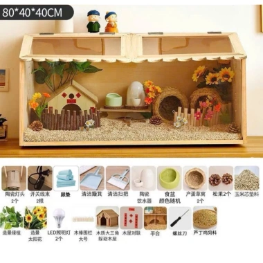 Lồng nuôi gà, chuột, chim, bò sát đa năng bằng gỗ mica 40‑80cm – Giá giảm còn 449.000 VND