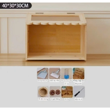 Lồng nuôi gà, chuột, chim, bò sát đa năng bằng gỗ mica 40‑80cm – Giá giảm còn 449.000 VND