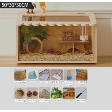 Lồng nuôi gà, chuột, chim, bò sát đa năng bằng gỗ mica 40‑80cm – Giá giảm còn 449.000 VND