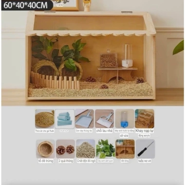 Lồng nuôi gà, chuột, chim, bò sát đa năng bằng gỗ mica 40‑80cm – Giá giảm còn 449.000 VND