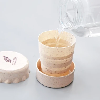 Ly cốc gấp gọn nhựa lúa mạch có nắp đậy, an toàn, tiện dụng cho du lịch dã ngoại, giá 28k 5