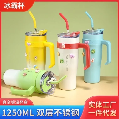 Ly giữ nhiệt 1200ml inox 304 có tay cầm ống hút - Giảm 108k còn 99k 8