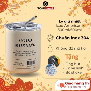 Ly Giữ Nhiệt Iced Americano Inox 304 600ml/300ml, Cốc Giữ Nhiệt 12h -Giữ Nóng, Giữ Lanh - Không Đổ Mồ Hôi 2 Ly Giữ Nhiệt Iced Americano Inox 304 600ml/300ml, Cốc Giữ Nhiệt 12h -Giữ Nóng, Giữ Lanh - Không Đổ Mồ Hôi 2