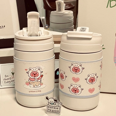 Ly giữ nhiệt Little Beaver bé gái - Thiết kế cao cấp cho THCS, THPT, kèm ống hút 5