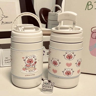 Ly giữ nhiệt Little Beaver bé gái - Thiết kế cao cấp cho THCS, THPT, kèm ống hút 6