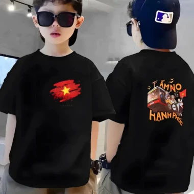 [M01] [Hoả tốc] Áo cờ đỏ sao vàng Việt Nam, áo thun yêu nước cho bé và gia đình Vegas.studio bản đặc biệt áo trắng cotto 6