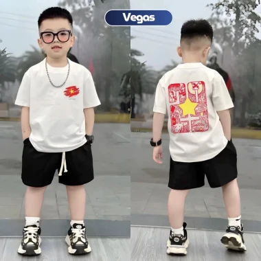 [M01] [Hoả tốc] Áo cờ đỏ sao vàng Việt Nam, áo thun yêu nước cho bé và gia đình Vegas.studio bản đặc biệt áo trắng cotto 8