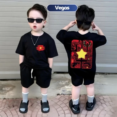 [M01] [Hoả tốc] Áo cờ đỏ sao vàng Việt Nam, áo thun yêu nước cho bé và gia đình Vegas.studio bản đặc biệt áo trắng cotto 9