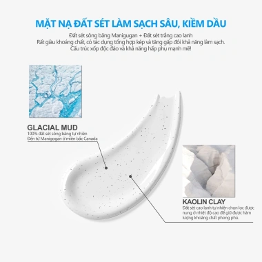 Mặt nạ đất sét HUNFSOW Kiểm soát dầu, se khít lỗ chân lông, giảm mụn đầu đen, giảm mụn, 3X Acid & Bùn trắng băng 110g