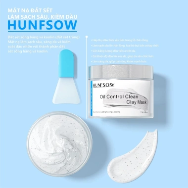 Mặt nạ đất sét HUNFSOW Kiểm soát dầu, se khít lỗ chân lông, giảm mụn đầu đen, giảm mụn, 3X Acid & Bùn trắng băng 110g