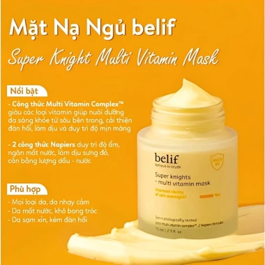 Mặt nạ ngủ Belif Super Knight Multi Vitamin 75ml - Sáng da, dưỡng sâu, 549k