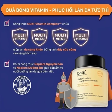 Mặt nạ ngủ Belif Super Knight Multi Vitamin 75ml - Sáng da, dưỡng sâu, 549k