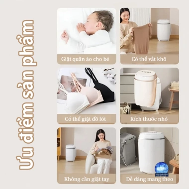 Máy giặt mini Aimi xoáy cực mạnh đảo chiều cho sinh viên, em bé, giặt quần áo trắng-Bảo hành 12 tháng 6