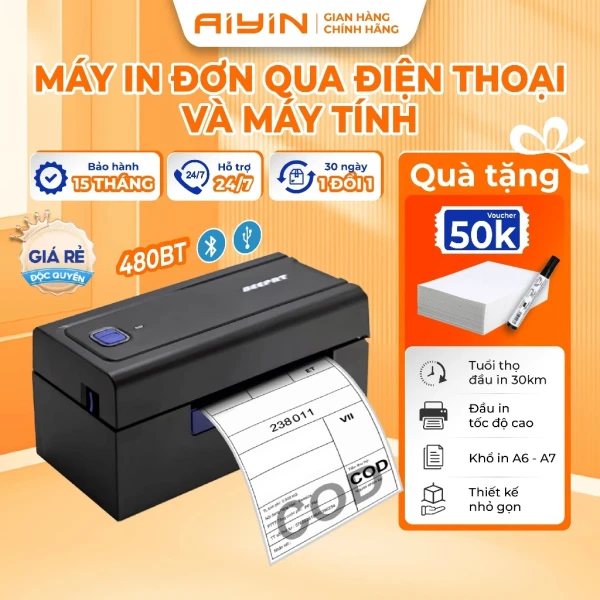 Cách kết nối máy in nhiệt Bluetooth AYIN 480BT với điện thoại Android và iOS