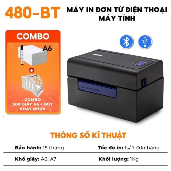 Hình ảnh sản phẩm Máy In Nhiệt Bluetooth AYIN 480BT Giá Cực Sốc - In Đơn TMĐT A6 A7 Chỉ 1.799.000đ