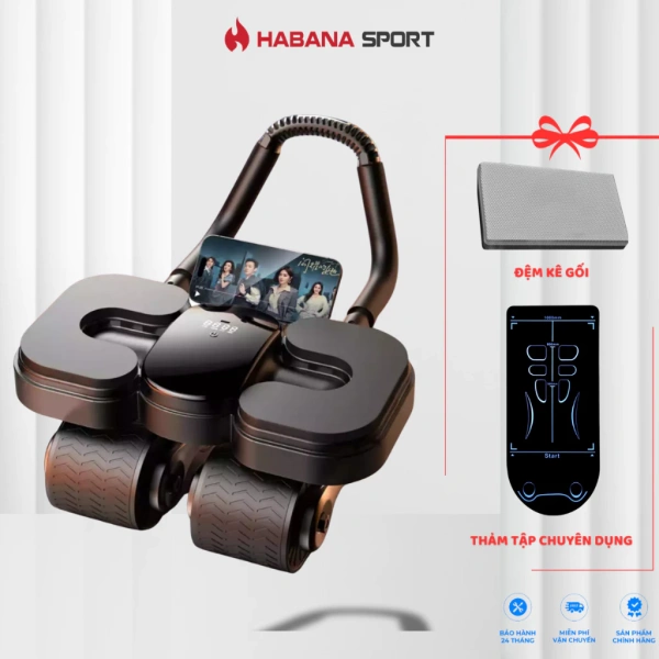 Hình ảnh sản phẩm Máy Tập Bụng Thông Minh 4 Bánh Đếm Calo HABANA SPORT Chính Hãng - Giá chỉ 750.000