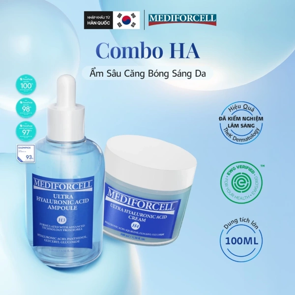 Hình ảnh sản phẩm Mediforcell Ampoule 100ml + Kem Dưỡng 100ml Siêu Cấp ẩm, Căng Bóng Da, Giá 640k
