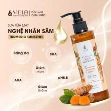 MELA Sữa Rửa Mặt Nghệ và Nhân Sâm 200ml Làm Sạch Dịu Nhẹ Giảm Mụn Sáng Da 2 MELA Sữa Rửa Mặt Nghệ và Nhân Sâm 200ml Làm Sạch Dịu Nhẹ Giảm Mụn Sáng Da 2