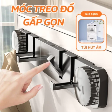 Móc Treo Tường Gấp Gọn Đa Năng Hút Chân Không Siêu Cứng, Móc Quần Áo Túi Xách Giá Chỉ 66.000đ