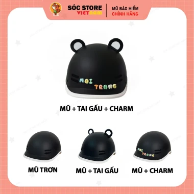 Mũ Bảo Hiểm Nửa Đầu Cá Heo Nhiều Màu Cute Tai Gấu Charm Chữ - Giảm 21K 8 Mũ Bảo Hiểm Nửa Đầu Cá Heo Nhiều Màu Cute Tai Gấu Charm Chữ - Giảm 21K 8