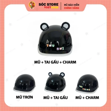 Mũ Bảo Hiểm Nửa Đầu Cá Heo Nhiều Màu Cute Tai Gấu Charm Chữ - Giảm 21K 9 Mũ Bảo Hiểm Nửa Đầu Cá Heo Nhiều Màu Cute Tai Gấu Charm Chữ - Giảm 21K 9