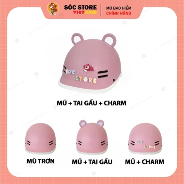 Mũ Bảo Hiểm Nửa Đầu Cá Heo Nhiều Màu Cute Tai Gấu Charm Chữ - Giảm 21K 10 Mũ Bảo Hiểm Nửa Đầu Cá Heo Nhiều Màu Cute Tai Gấu Charm Chữ - Giảm 21K 10