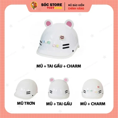 Mũ Bảo Hiểm Nửa Đầu Cá Heo Nhiều Màu Cute Tai Gấu Charm Chữ - Giảm 21K 14 Mũ Bảo Hiểm Nửa Đầu Cá Heo Nhiều Màu Cute Tai Gấu Charm Chữ - Giảm 21K 14
