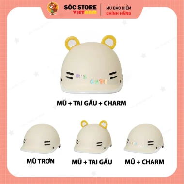Mũ Bảo Hiểm Nửa Đầu Cá Heo Nhiều Màu Cute Tai Gấu Charm Chữ - Giảm 21K 15 Mũ Bảo Hiểm Nửa Đầu Cá Heo Nhiều Màu Cute Tai Gấu Charm Chữ - Giảm 21K 15