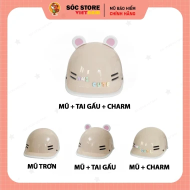 Mũ Bảo Hiểm Nửa Đầu Cá Heo Nhiều Màu Cute Tai Gấu Charm Chữ - Giảm 21K 17 Mũ Bảo Hiểm Nửa Đầu Cá Heo Nhiều Màu Cute Tai Gấu Charm Chữ - Giảm 21K 17