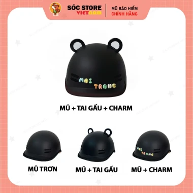 Mũ Bảo Hiểm Nửa Đầu Cá Heo Nhiều Màu Cute Tai Gấu Charm Chữ - Giảm 21K 18 Mũ Bảo Hiểm Nửa Đầu Cá Heo Nhiều Màu Cute Tai Gấu Charm Chữ - Giảm 21K 18