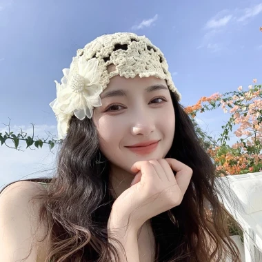 Mũ Beanies Nữ Mùa Hè Ren Hoa Cotton - Đan Thủ Công, Đi Biển, Du Lịch, Giá 35k 8