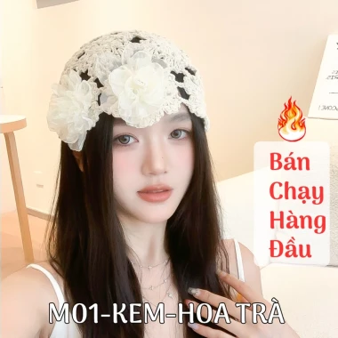 Mũ Beanies Nữ Mùa Hè Ren Hoa Cotton - Đan Thủ Công, Đi Biển, Du Lịch, Giá 35k 11