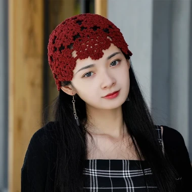 Mũ Beanies Nữ Mùa Hè Ren Hoa Cotton - Đan Thủ Công, Đi Biển, Du Lịch, Giá 35k 21