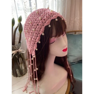 Mũ Beanies Nữ Mùa Hè Ren Hoa Cotton - Đan Thủ Công, Đi Biển, Du Lịch, Giá 35k 25