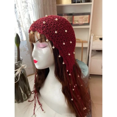 Mũ Beanies Nữ Mùa Hè Ren Hoa Cotton - Đan Thủ Công, Đi Biển, Du Lịch, Giá 35k 26