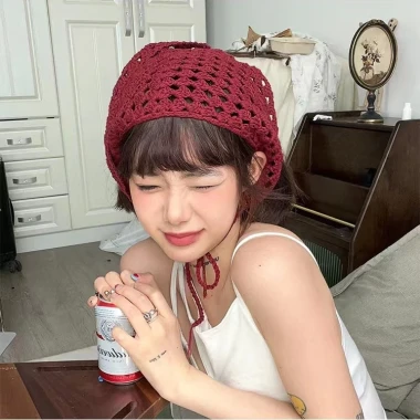 Mũ Beanies Nữ Mùa Hè Ren Hoa Cotton - Đan Thủ Công, Đi Biển, Du Lịch, Giá 35k 27