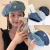 Mũ Beret Nữ Denim Mỏng Trơn Hình Bát Giác - Mũ Newsboy Retro Giá Rẻ 85819đ 2
