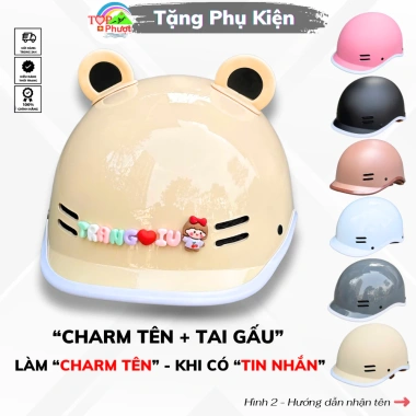 Mũ Cá Heo Màu Sữa Bóng Cho Nam Nữ –Nón Bảo Hiểm Chính Hãng Camry CR HELMET, Tặng Tai Gấu & Charm Tên Gắn Mũ Mũ Cá Heo Màu Sữa Bóng Cho Nam Nữ –Nón Bảo Hiểm Chính Hãng Camry CR HELMET, Tặng Tai Gấu & Charm Tên Gắn Mũ