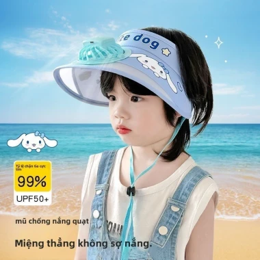 Mũ Che Nắng Quạt Mini Kuromi Cho Bé Chống Tia UV UPF50+ Giảm Giá Cực Rẻ