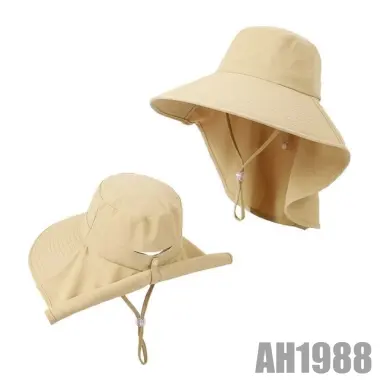 Mũ chống nắng vành rộng nam nữ giá 75k - Che gáy dây rút vải cotton mát thời trang AH1988 3