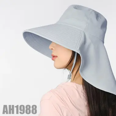 Mũ chống nắng vành rộng nam nữ giá 75k - Che gáy dây rút vải cotton mát thời trang AH1988 7