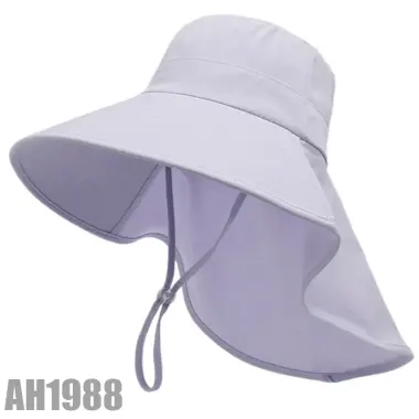 Mũ chống nắng vành rộng nam nữ giá 75k - Che gáy dây rút vải cotton mát thời trang AH1988 13