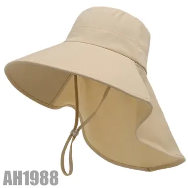 Mũ chống nắng vành rộng nam nữ giá 75k - Che gáy dây rút vải cotton mát thời trang AH1988 16