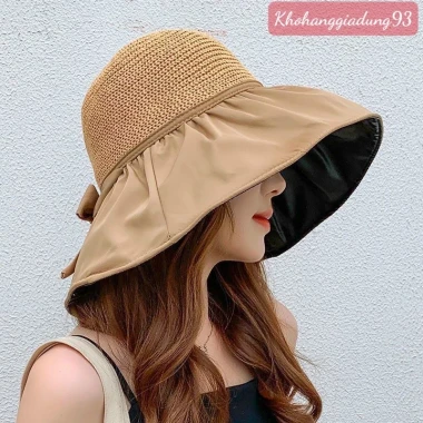 Mũ Vành Đan Lưới Chống UV 2 Lớp Cói - Nón Đi Du Lịch,Biển,Dã Ngoại Giá Rẻ 48k 2