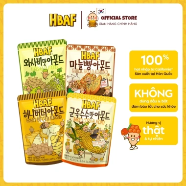 Mua 12 gói 40g hạt hạnh nhân tẩm vị HBAF Hàn Quốc – Giảm 17% tặng 3 Mogu 220ml, snack dinh dưỡng Mua 12 gói 40g hạt hạnh nhân tẩm vị HBAF Hàn Quốc – Giảm 17% tặng 3 Mogu 220ml, snack dinh dưỡng
