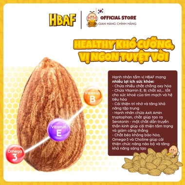 Mua 12 gói 40g hạt hạnh nhân tẩm vị HBAF Hàn Quốc – Giảm 17% tặng 3 Mogu 220ml, snack dinh dưỡng