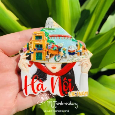 Nam Châm Tủ Lạnh 3D Thiếu Nữ Nón Lá - Quà Tặng Lưu Niệm Hà Nội, Sài Gòn, Hạ Long Giá Rẻ 14